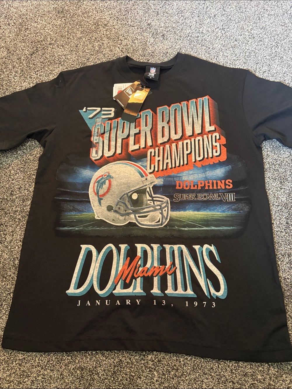 NWT NFL Black Graphic Tee with Teal & Orange Accents